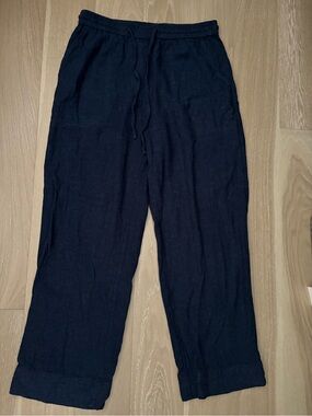 Banana Republic Navy Linen Straight Pants